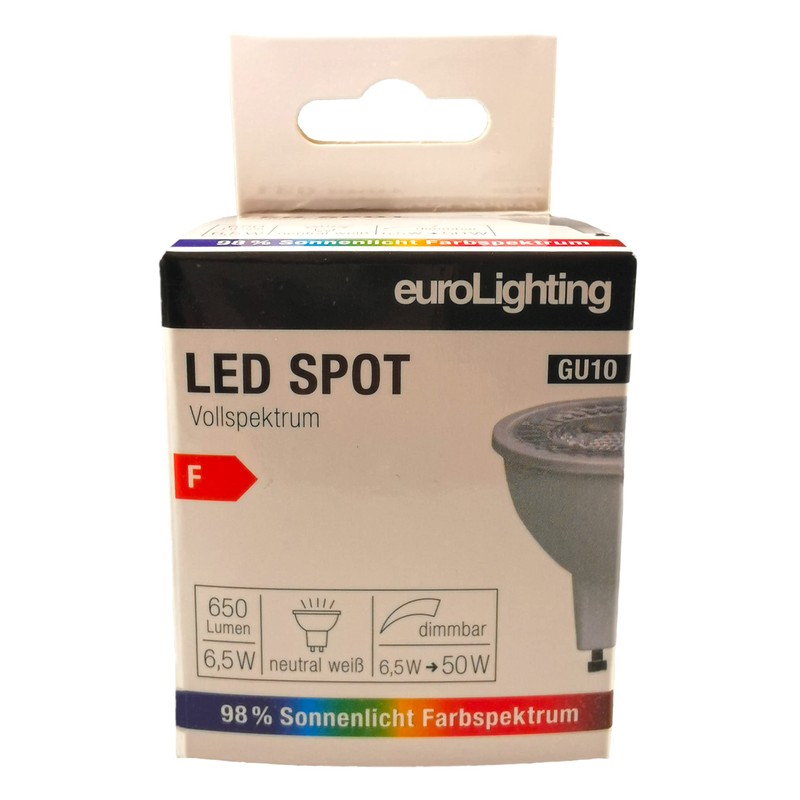 euroLighting LED Spotlight GU10 4000 K, 6.5 W Neutral White