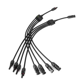 NuEnergy The Original Solar Y Branch Connectors Extra Long Solar Panel Parallel Connectors 1 to 4 Solar Cable Wire Plug Tool Kit (M/FFFF and F/MMMM)