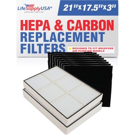 LifeSupplyUSA 2 HEPA Filters and 8 Carbon Filters Compatible with Whirlpool 1183054K (1183054), 8171434K 8171434 and Whispure Air Purifier Models AP350 AP450 AP510 AP45030HO