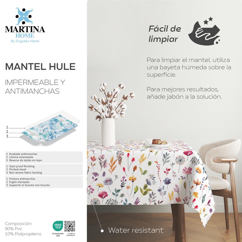Martina Home Unique Garden Oilcloth Tablecloth 220 x 140 cm