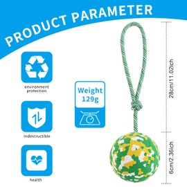 Easing Dog Ball on Rope,Indestructible Chew toys Natural Rubber Dog Toy for Aggressive Chewers Interactive with Pet,Fetch, Catch, Throw and Tug of War Pet