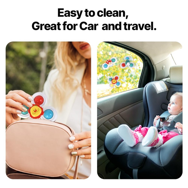 OLIGEI 3PCS Suction Cup Spinner Toys for 1 2 Year