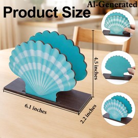 Coastal Seashell Wooden Napkin Holder for Table Beach Teal Seashell Wood Napkin Holder for Home Kitchen Dining Room Decor Napkins Tissue Dispenser