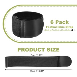 YELARXI Soccer Shin Guard Strap Polypropylene Anti Slip Shin Fixed Straps Ankle Guards, 11 Inch Length Fit for Football Kicking Cycling Running- (6 Pack, White/Black)