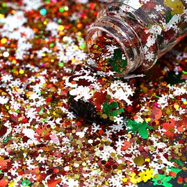 Christmas Glitter, 100 g Christmas Art Glitter Sequins, Epoxy Resin, Laser Snowflake Christmas Tree Flakes for Nails, Face, Make-up, Body, Glitter Festival Decoration (SD-11)