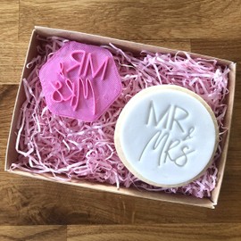 LissieLou Mr & Mrs Cookie Stamp Wedding Love Icing Fondant Embosser - Light Pink