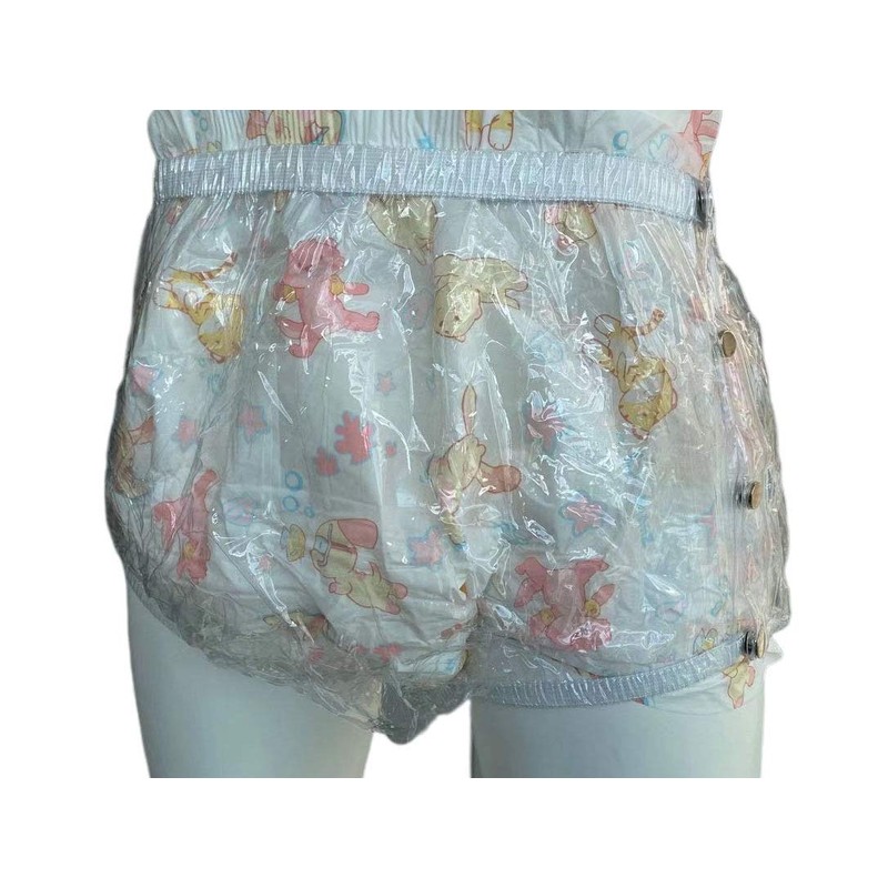 Adult Incontinence Snap-on Plastic Pants 3 Pack (Medium, Glass Clear)