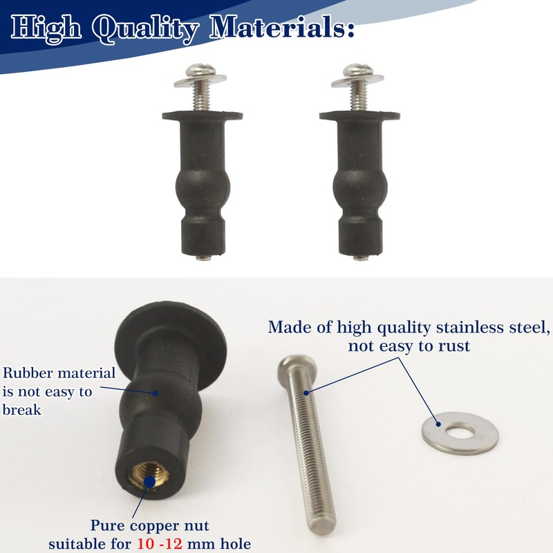 9mm Dia Toilet Seat Screws Compatible with Kohler, Top Mounting