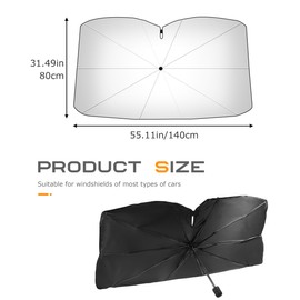 SCUARI Car Sun Shade,Sun Shade for Cars Windshield,Car Accessories ar Front Window Sunshade Umbrella,Foldable Sunshade Umbrella for UV Ray Block Sun Heat Protection,Suitable for Cars,SUVs,Trucks
