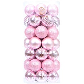 Sea Team 46-Pack Christmas Ball Ornaments with Strings, 30mm/1.18" Mini Size Baubles, Shatterproof Plastic Christmas Bulbs, Hanging Decorations for Xmas Tree, Holiday, Wedding, Party, Gold