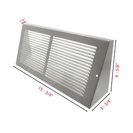 Metal Magery 14" x 6" Baseboard Register Vent White 14 x 6 Heavy Duty Steel Grille Triangular Air Vent Covers (Outside Dimensions 15-3/4" x 6-5/8")