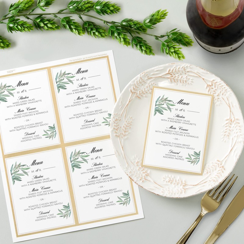 Avery Postcards with Metallic Gold Borders, 3-15/16" x 5-3/16", 40