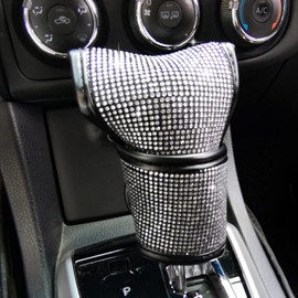 KEVWR Bling Bling Auto Shift Gear Cover, Luster Crystal Auto Shift Gear Cover, Car Knob Gear Stick Crystal Glitter Bling Rhinestones Protector, Universal Vehicle Decoration Accessories