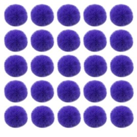 Unpafcxddyig 25 Pieces Pom Pom Balls Soft with Elastic Loop Artificial Fur Pompoms for DIY Scarves Gloves Knitting Hats Bags,Purple Blue