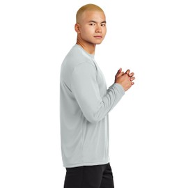 Clothe Co. Mens Long Sleeve Tee Shirts Moisture Wicking Dry Fit T-Shirts (Available in Big & Tall), Silver, XLT