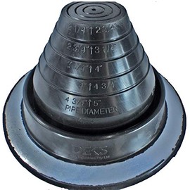 Dektite #3 Black EPDM Metal Roof Pipe Flashing, Round Base, Pipe OD 1/4" - 5"