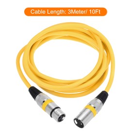 QUARKZMAN XLR Male to XLR Female Cable, 10ft XLR to XLR Microphone Cable, Audio Adapter Cable for Preamp/Speaker Systems, Yellow