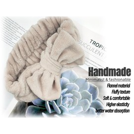 Awenbin Spa headband, bowknot headband in grey brown, reusable, soft and comfortable, preventing liquid from getting wet and disrupting hair, ideal for facial cleansing, bathing, and yoga exercises