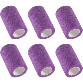 6-Pack Self Adhesive Bandage Wrap 3Inch x 5 Yards, Elastic Athletic Tape, Tattoo Grip Tape, Non Woven Medical Tape for First Aid, Sports, Wrist, Ankle, Vet Wrap for Pets (Purple)