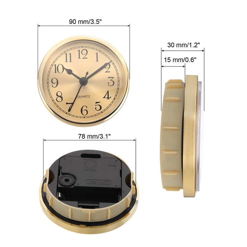 PATIKIL 3.5" 90mm Quartz Clock Insert, Round Quartz Movement Miniature