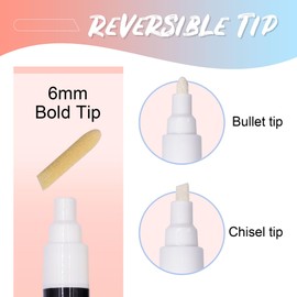 STATIONERY ISLAND White Chalk Pens for Blackboards, 6mm Reversible Nib Chalk Markers for Window and Glass, Wipeable Blackboard Pens, Wahsable Liquid Chalk Pens, Pack of 4