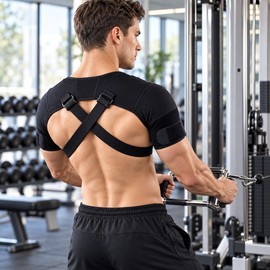 Adjustable Double Shoulder Brace – Breathable Neoprene Compression Support with Cross Straps for Men and Women