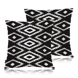 Swono Geometric Throw Pillow Cases, Navajo Style Trial Black White Zigzag Set of 2 Decorative Throw Pillow Cover, Square Pillow Cushion Case Home Decor for Sofa Couch Bed Car 18x18 Inches