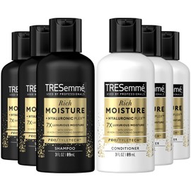 TRESemm TRESemme Shampoo & Conditioner, Sulfate-Free, Travel Size - Moisture Rich Hair Treatment for Dry, Damaged Hair, Mini Shampoo & Conditioner Sets x 3 for Hair Repair, Scented, 3 Oz Ea (6 Piece Set)