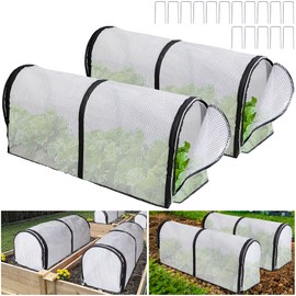 2 Pcs Garden Rows Plants Cover- Garden Beds Vegetable Rows Plant Protector- Plant Net Cage Guard Greenhouse Cover with Ground Nails for Protecting Vegetables Fruits Seedlings Flowers from Animals