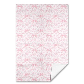 OFJE Pink Bow Coquette Kitchen Bathroom Towels，Preppy Coquette Bathroom Decor，Pink Chinoiserie Coquette Seamless Patterns Bows Towel 16x24 Inches