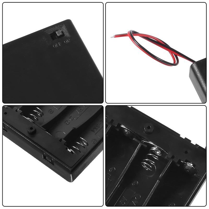 5pcs 4 AA Battery Holder with Cover and Switch, 4X