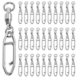 30PCS Speed Clips for Fishing Lures with Swivels Fishing Power Clips Ball Bearing Swivels Change Quickly Topwater Speed Clip for Freshwater & Saltwater (Silver, 1.18 × 0.20 Inches)
