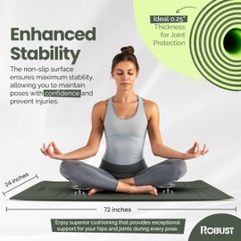 Robust Non-Slip Yoga Mat with Strap, TPE Eco-Friendly Workout Mat for Yoga with Position Lines and Texture Surface, Gym Mat for Women Men, Pilates and Exercises Anti Tear Sweat Proof Exercise Mat