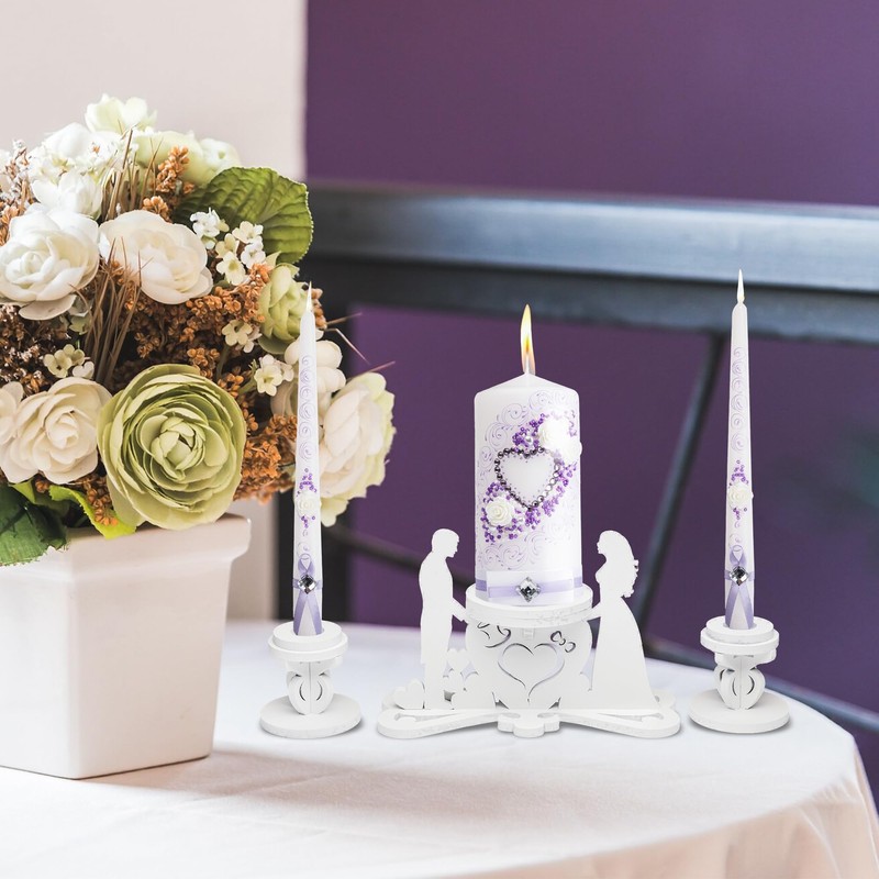 Unity Candle Table Holder for Bride and Groom - Candles
