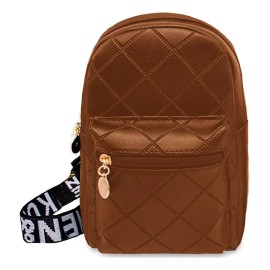 Shendy Vendy Bolso Bandolera Para Mujer Impermeable Vini Piel Color Marrón Diseño de la tela Liso