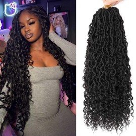 Boho Faux Locs Crochet Hair 8 Packs Goddess Faux Locs Crochet Hair for Black Women 18 inch Bohemian Goddess Locs Crochet Braids River Faux Locs With Curly Ends