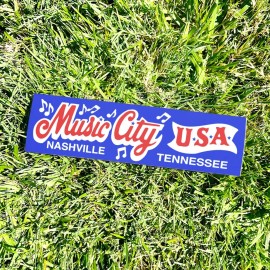 Two Bit Press Music City Nashville TENNESSEE Bumper Sticker - Tourism USA Vintage Style 80s