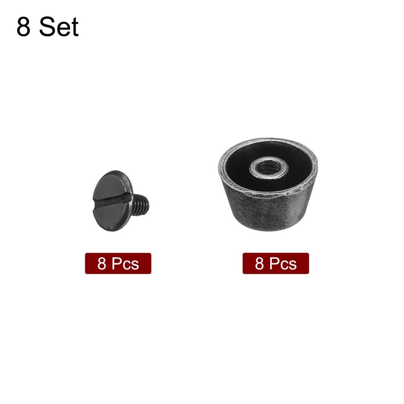 sourcing map 8set Flat Head Stud Spike 12mm Metal Purse