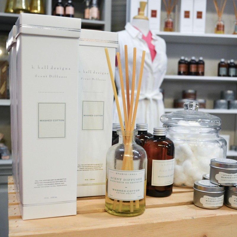 K.Hall Designs Washed Cotton Boxed Diffuser Kit, Refreshing Clean Scent,