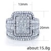 TSECIMGS Shiny Full CZ Diamond Gemstone Ring Luxurious Ring Platinum-Plated