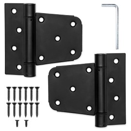 Ilyapa Heavy Duty Self Closing Shed Door Hinges, 2 Pack - Black Square Hinges for Gate, Barn or Storage Shed