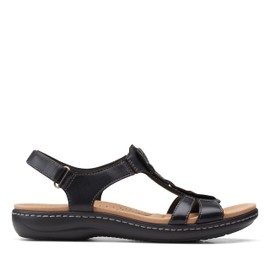 Clarks Women's Laurieann Kay Flat Sandal, Black Leather, 8.5 Wide