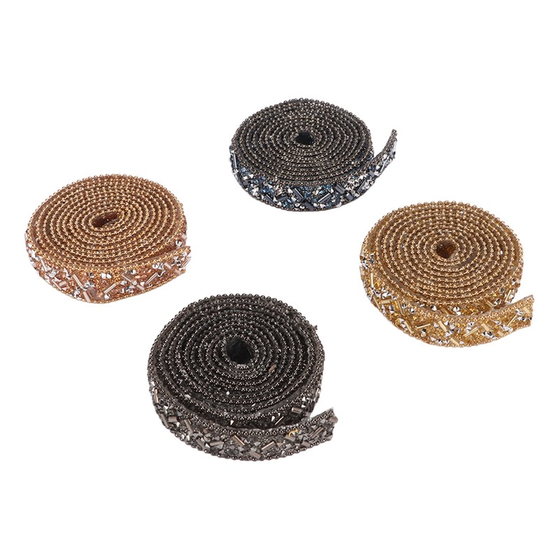 4Pcs Crystal Rhinestone Ribbon Self Adhesive Cuttable Shiny Rhinestone Ribbon