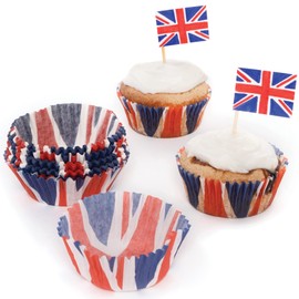 Baker Ross PJ149 Union Jack Cupcake Cases - Pack of 100, Union Jack Party Supplies