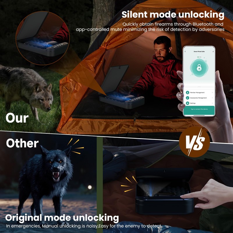 Gun Safe, Upgrade APP Control Portable Small Pistol Safe Travel