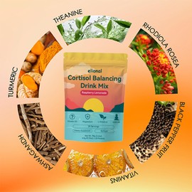 elional Cortisol Drink Mix for Mental Clarity & Digestive Comfort – Ashwagandha + L-Theanine Powder – Raspberry Lemonade Flavor – 20 Single-Serve Packets (Raspberry Lemonade)