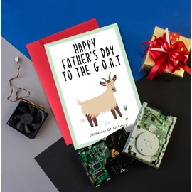 ACHICGIRL Funny G.O.A.T Fathers Day Card for Dad, Cute Fathers Day Card Gifts from Daughter Son, Greatest of All Time Dad (5 x 7 Inch with Envelope)