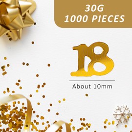 1 Pack/1000 Pieces of Gold Number 18 Birthday Confetti, Gold Confetti Happy Birthday Decoration, 18th Anniversary Celebration Party Decoration, Table Decoration Centerpiece.
