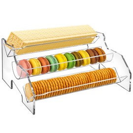 Yopay 3 Tier Acrylic Cracker Trays for Serving, Clear Macaron Display Tray, 11 Inch Biscuit Cracker Holder Stand for Wedding Home Party Events