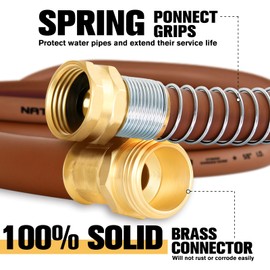 NARTURIO Heavy Duty Garden Hose 5/8" x 50ft, Flexible Lightweight Water Hose, Hybrid Rubber, NO Kink, 650 Burst PSI, Male to Female Fittings